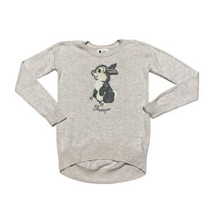 Gap Kids Disney Thumper Sweater Girls M Beige Grey Sequin Bunny Long Sleeve Top